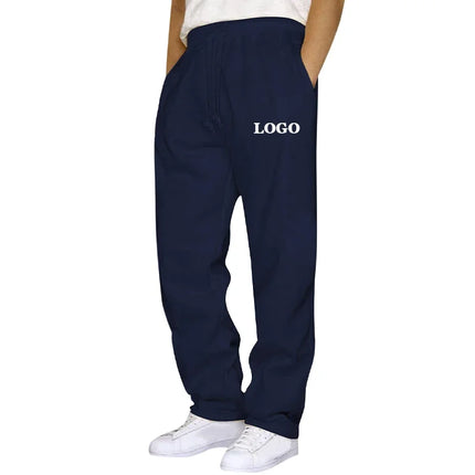 Customized Straight Leg Sweatpants Men Autumn Winter Personality Printed Thicken Jogger Pants Pocket Trousers Streetwear S - 5XL