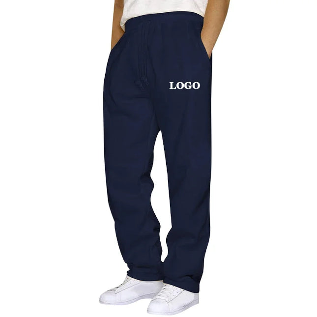 Customized Straight Leg Sweatpants Men Autumn Winter Personality Printed Thicken Jogger Pants Pocket Trousers Streetwear S - 5XL