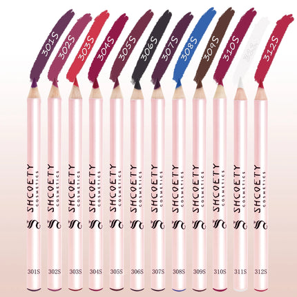 Matte Lip Liner Pencil Set of 12 Nude &Brown Shades Highly Pigmented Smooth Velvet Finish Long-Lasting Waterproof & Smudge-Proof