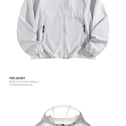 Men's Summer Thin Fishing Jacket UPF50+ UV Protection Quick Dry Hat Outdoor Clothing Breathable Tight Fit Linen Polo Shirt