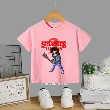 Trendsetting Stranger Things Prints for Summer Cheap Yet Chic O-neck Tees for Boys and Girls Soft Fashionable for Kids