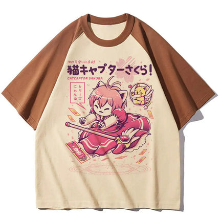 Sakura Card Captor shirt women Pastel University women graphic Retro tshirt Retro kawaii University Trendy hip hop harajuku