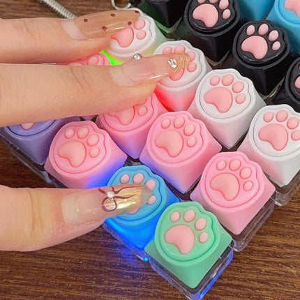 Cat Claw Button Decompression Toy Mechanical Keyboard 4-Key Shaft Tester Luminous Decompression Button Keyboard Keychains