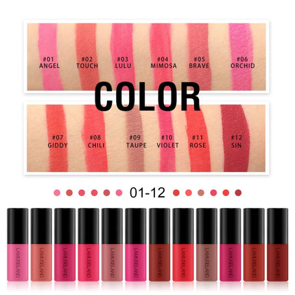 12 Colors Mini Liquid Matte Lipsticks Set Waterproof Non-stick Cup Long Lasting Velvet Lip Gloss Cosmetics Make Up Lip Glaze