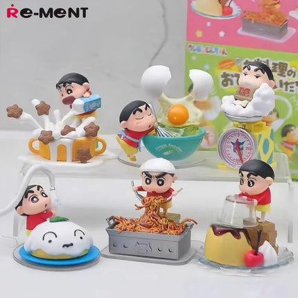 RE-MENT Crayon Shin-Chan Helps With Cooking Series Blind Box A Complete Set Of Miniature Scene Figures Trendy Toys Desktop Gifts
