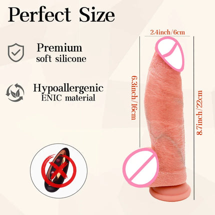 1pc 8.6inch Thrust Realistic Dildo Vibrator With 10 Telescopic And 10 Vibration Modes With Heating, Silicone Soft Realistic Remote Control Adult Sex Toy For G-spot Vibration Stimulation With Powerful Suction Cup