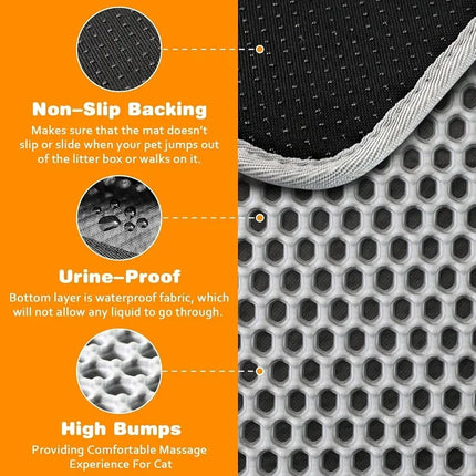 Cat Litter Mat Double Layer Pet Non-Slip Large Pet Litter Box Filter Mat Wear-Resistant Waterproof Anti-Slip Cat Litter Mat