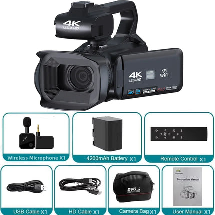4K Professional Video Cameras for Photography 64MP Ultra HD 18X Digital Zoom Camcorders YouTube Live Streaming Vlog Recorder