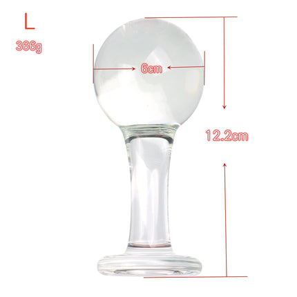 VaHpp Glass Anal Plug Round ball With handle Diameter 4.5/5.5/6cm Sex toy Anal masturbation Dilation Training Transparent Smooth