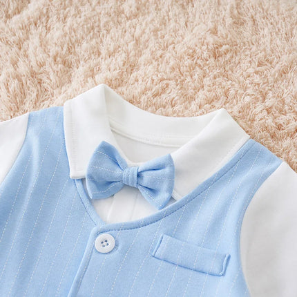 Gentleman Baby Boys bow tie Cotton Clothing Spring and Autumn Children One-Piece  long sleeves Jacket 0-2 years old Rompers