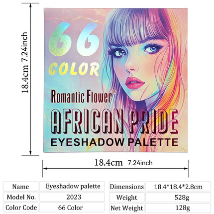ROMANTIC FLOWER 66-Colors Eyeshadow Palette Professional Makeup for Christmas And Valentine's Day Gift Colorful Book Palette