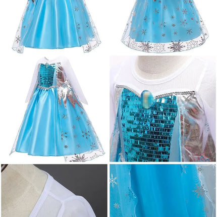 Girls Elsa Anna Dress Children Princess Carnival Dress Kids Jasmine Rapunzel Pageant Flower Disguise Cosplay Christmas Costume