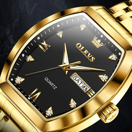 OLEVS 5528 Men's Watches Luxury Tonneau Original Top Brand Quartz Watch for Men Waterproof Luminous Week Date Male Wristwatch