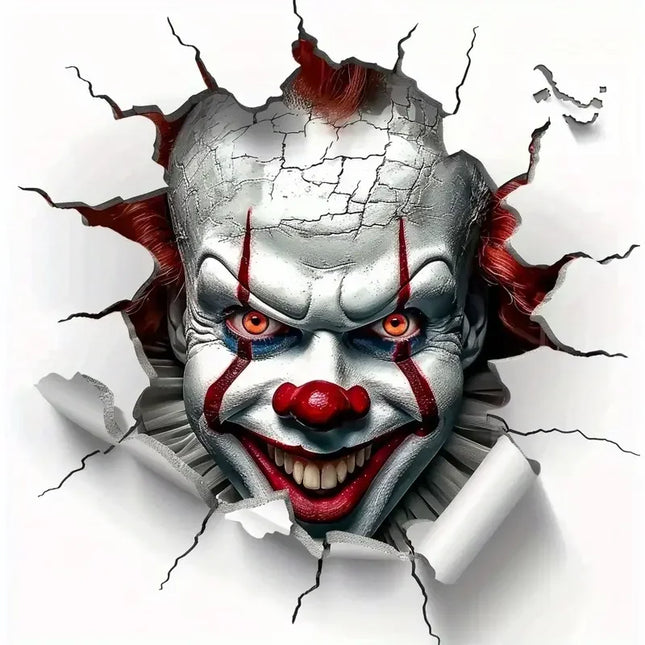 Festive 3D Clown Bumper Sticker - PVC Material - Perfect for Car, Motorcycle, and Luggage