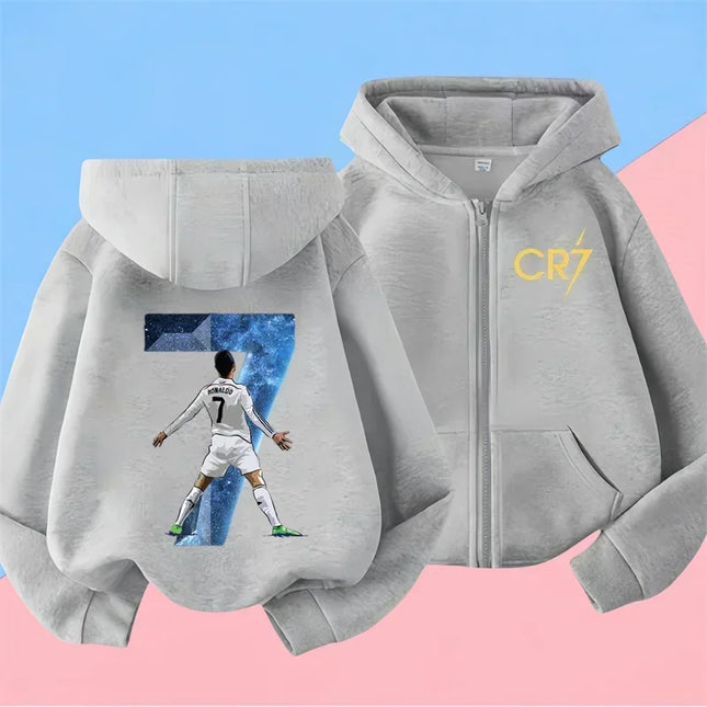 Baby Sweatshirts Kids Top Soccer Star Back to School Zipper Hoodie Children's Clothing Messi Boys