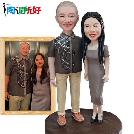 Clay Doll Bobbleheads Figurines,full body Customized,Wedding anniversary gift for wife,Personalized Doll Sculptures with Photos