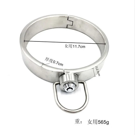 Stainless Steel Press Lock Neck Collar Handcuffs Anklecuffs Restraints Slave SM Lockable Cuff Set Sex Toys for Women Man Couples