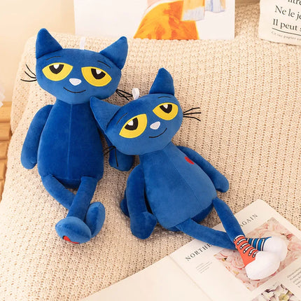 ZU Cartoon Character Pete the Cat Plush Doll Soft Stuffed Cats Toys Kawaii Blue Kitten For Girl Boy 15.5inch