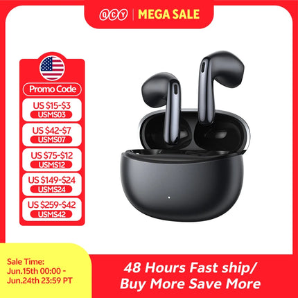 QCY AilyBuds E50 HT11 Wireless Earphones Hi-Res Adaptive Hybrid ANC Headphone Bluetooth 6.0 Spatial Sound Earbuds 11mm Drivers