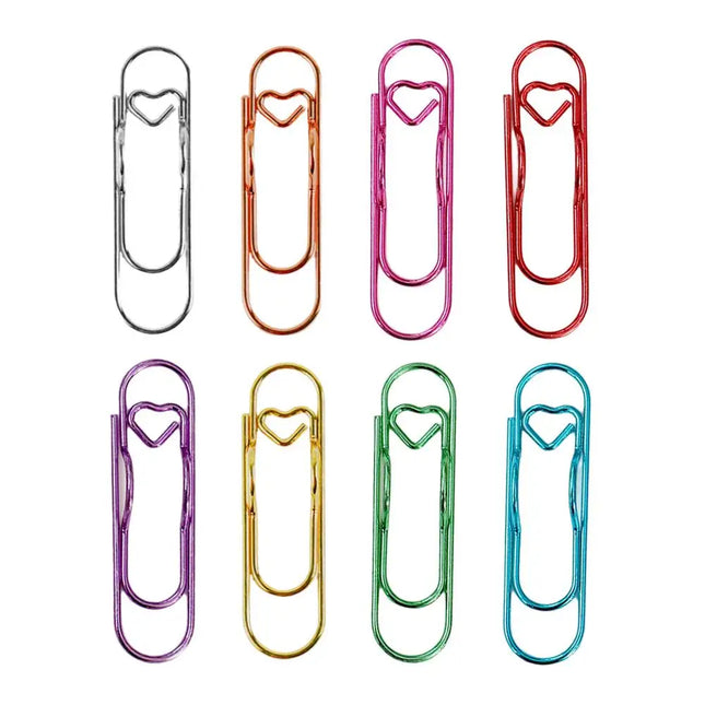 8pcs Love Shaped Paperclips Multifunctional Paper Fix Metal Pen Holder Clip Journal Document Clips Notebook Pin Accessories