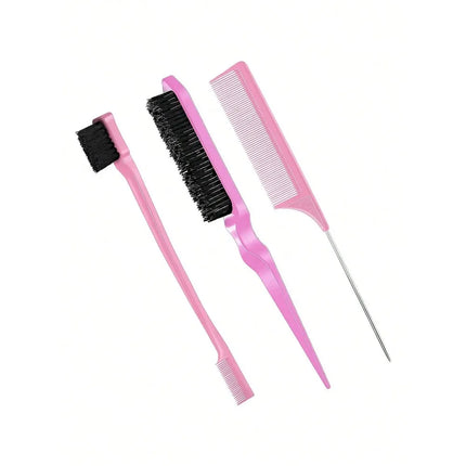 3Pcs Hairdressing Styling Combs Set Pointed Tail Comb Dual Head Eyebrow Brush Triple Row Hair Coiler Salon Tools