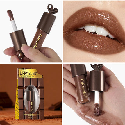2pcs/set Honey Chocolate Lip Glaze Gloss Long-lasting Moisturizing Lip Oil Enhancing Complexion Reducing Lip Lines Lip Glosses