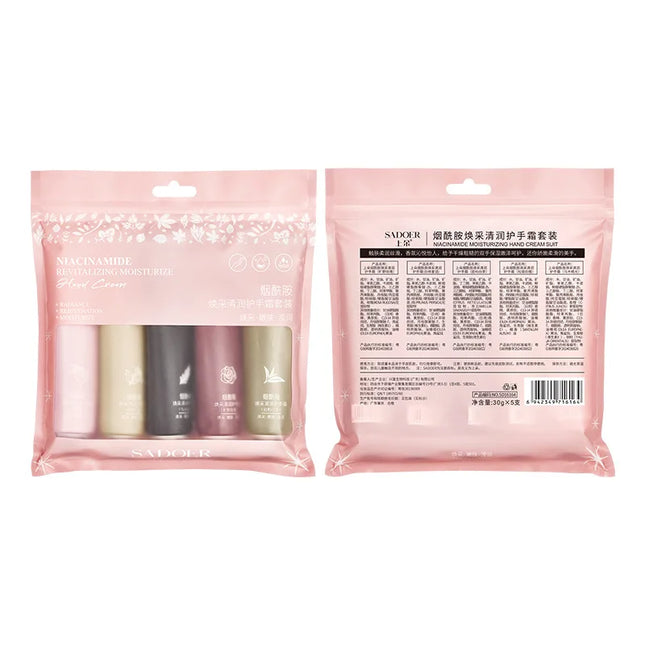 5-Piece Moisturizing Hand Cream Set with Hyaluronic Acid, Plant-Derived Squalane, and Niacinamide Moisturizing Lotion   All Skin