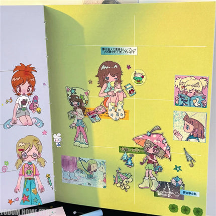 Cute Hand Drawn Anime Girl Stickers, Decorative Craft Material for Scrapbooking, Non-Roll Sticker Sheets
