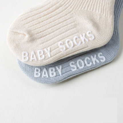 1/4pairs 0-2Y Cute Baby Girls' Cotton Mid-calf Socks Solid Bowknot Non-slip Sockens Toddler Kids Spring & Autumn Newborn Socks