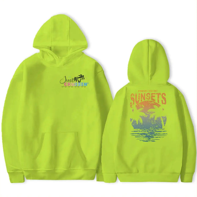 Forever Chasing Sunsets Hoodie Coconut Tree Chasing Sunsets Trend Hoody Ocean Beach Series Vintage Women Men Hoodies