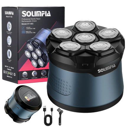 Solimpia Electric Shaver 6 Blade for Men Portable Magnetic Charging Bald Head Trimmer Multi-Functional Shaving Machine 2-pcs Set