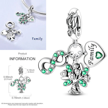 New 925 Sterling Silver Cactus Four Leaf Clover Charm Spring Green Series Bead Pendant For Original Beads Bracelet DIY Jewelry