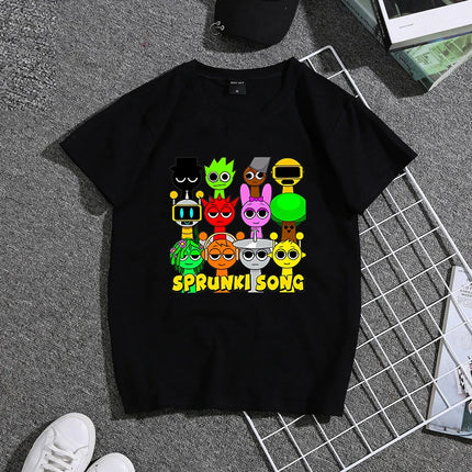 Summer Sprunkis Game Cotton Kids T-shirt Cute Anime Printed Tee Top Short Sleeve Kawaii Boy Girl Streetwear Children Clothes
