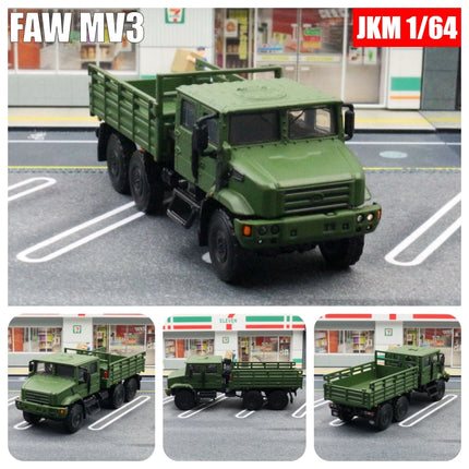 1:64 FAW MV3 Military Transport Truck 1/64 JKM Diecast Toy Car Vehicle Model Classical Zinc Alloy Metal Collection Gift For Kid