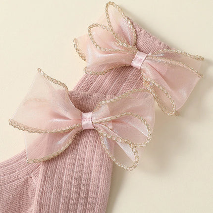 4 Pairs a Lot MILANCEL New Autumn Baby Girls Socks 0-2Y Infant Bow Solid Color Mid-tube Socks Baby Accessories