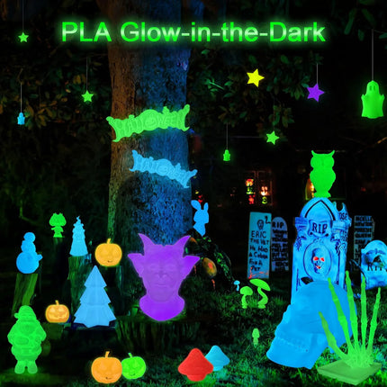 Glow in The Dark Filament Multicolor, Green, Blue, Purple and Rainbow, PLA Filament 1.75 mm, 3D Printer Filament Bundle