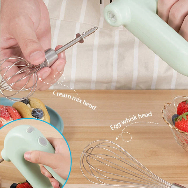 USB Electric Blender Wireless Portable Mixers with 2 Mixing Heads Food Mixer Handheld Rechargeable Whisks Dough Stirrer Egg Beater