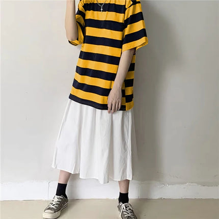 Women T-Shirts Harajuku Goth Punk stripe Print Short Sleeve Loose Clothes Oversized T Shirt Female Tops Hip Hop Tee Shirt