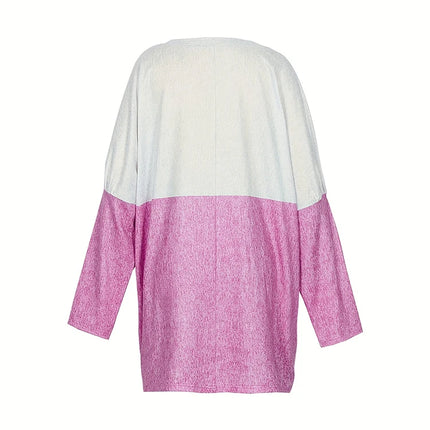 Plus Size 2025 Spring and Summer New Women's Cute Style Casual Tops Patchwork with Pockets Round Neck T-Shirt