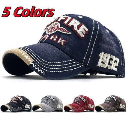 Embroidered Letter 1932 Washed Cloth Retro Style Baseball Cap Men's and Women's Casual Street Retro Motorcycle Do Old Visor Hat