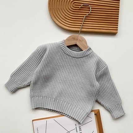 0-6Yrs Baby Boys Sweaters Spring Autumn Children Solid Color Basic Warm Knit Sweater Kids Girls Baby Pullover Sweaters Clothes