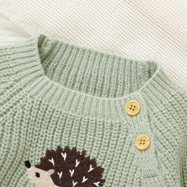 Newborn Baby Sweaters Pullovers Autumn Winter Hedgehog Knitted Infant Boy Girl Crew Neck Long Sleeve Jumpers Tops Children Coats