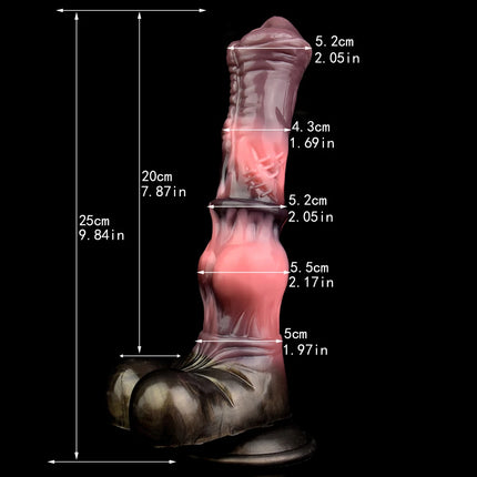 FAAK Colorful Silicone Ribbed Fantasy Horse Knot Dildo with Suction Cup Anal Sex Toys Soft Girthy Huge Fake Penis for Women