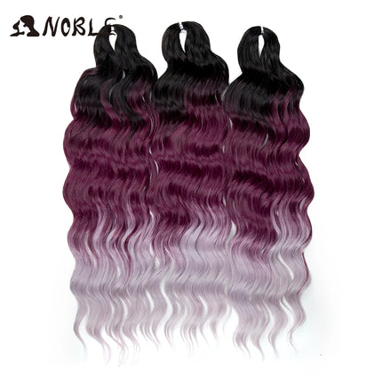 Noble Braiding Hair Extensions 24 Inch Synthetic Hair Water Wave Ombre Rainbow color Deep Wave Curl Twist Crochet Hair Extension