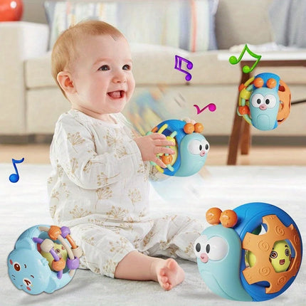 Hand-Held Baby Rattle Puzzle Early Education Snail Rattle Plastic Ball Color Festival Can Send Birthday Christmas Gifts