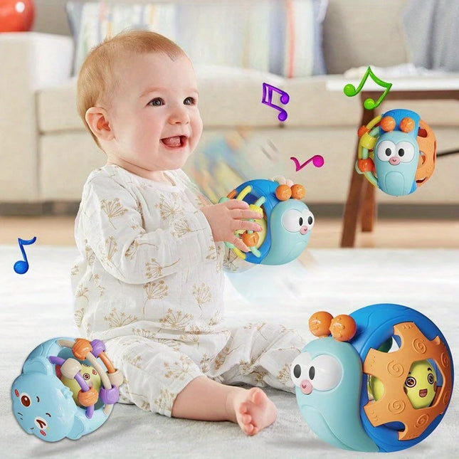 Hand-Held Baby Rattle Puzzle Early Education Snail Rattle Plastic Ball Color Festival Can Send Birthday Christmas Gifts