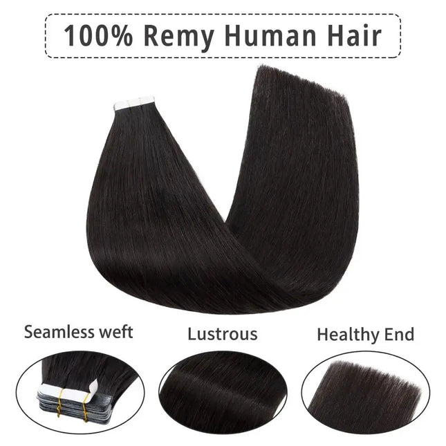 Tape in Hair Extensions Natural Human Hair Brazilian Original Hair 100% Real Human Hair Extensions 20 Pcs Straight for Women
