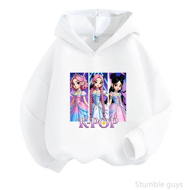 Premium Kpop Anime Printed Hoodie Children Spring Autumn Long Sleeve Hooded Sweatshirt Cozy Casual Boys Girls Daily Outfit