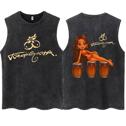 Wash KAROL G 2025 New Album Tropicoqueta Tank Tops Men Women Aesthetic T Shirt Casual Oversized 100% Cotton Sleeveless T Shirts