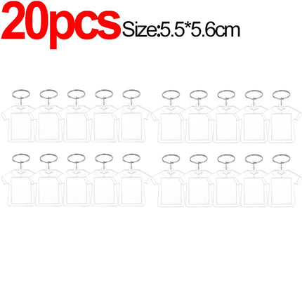 1/20Pcs Blank Acrylic Picture Keychain DIY Clear Insert Photo Split Key Ring Frame Key Chains Couple Anniversary Graduation Gift